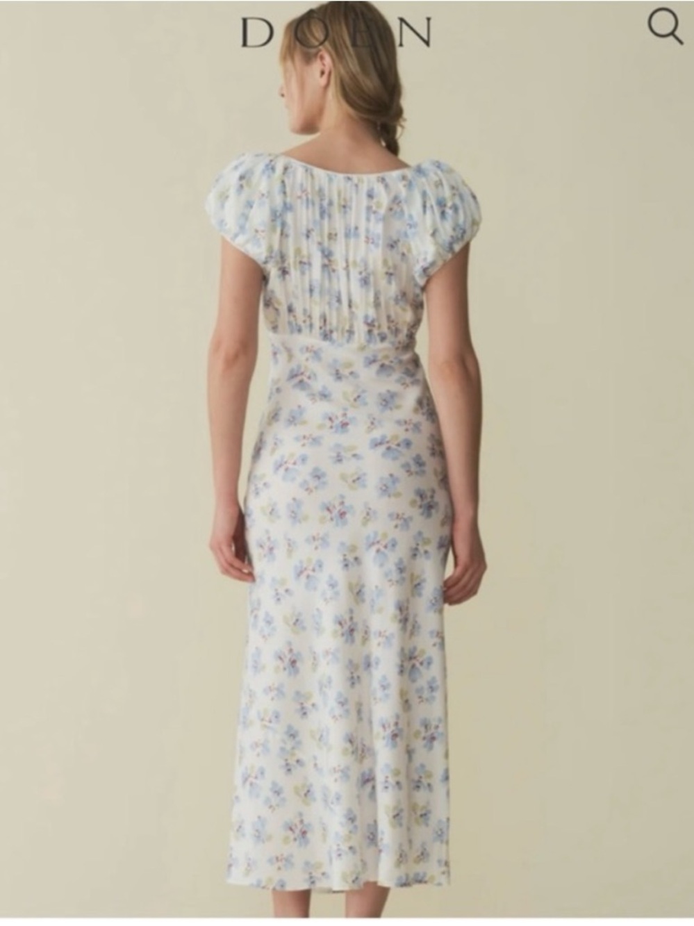 NWOT Doen Florencia Silk Midi Cottagecore Dress In Romantic Blue Floral Medium - Picture 6 of 15